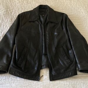 100% Leather - Men's Black Bomber Leather Zip Jacket